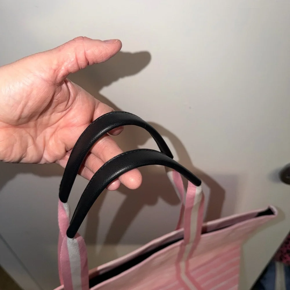 Victoria's Secret Pink and White Striped Canvas Tote
